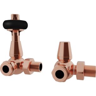 Trade Direct Wooden Head, Thermostatic Valves, Copper Corner